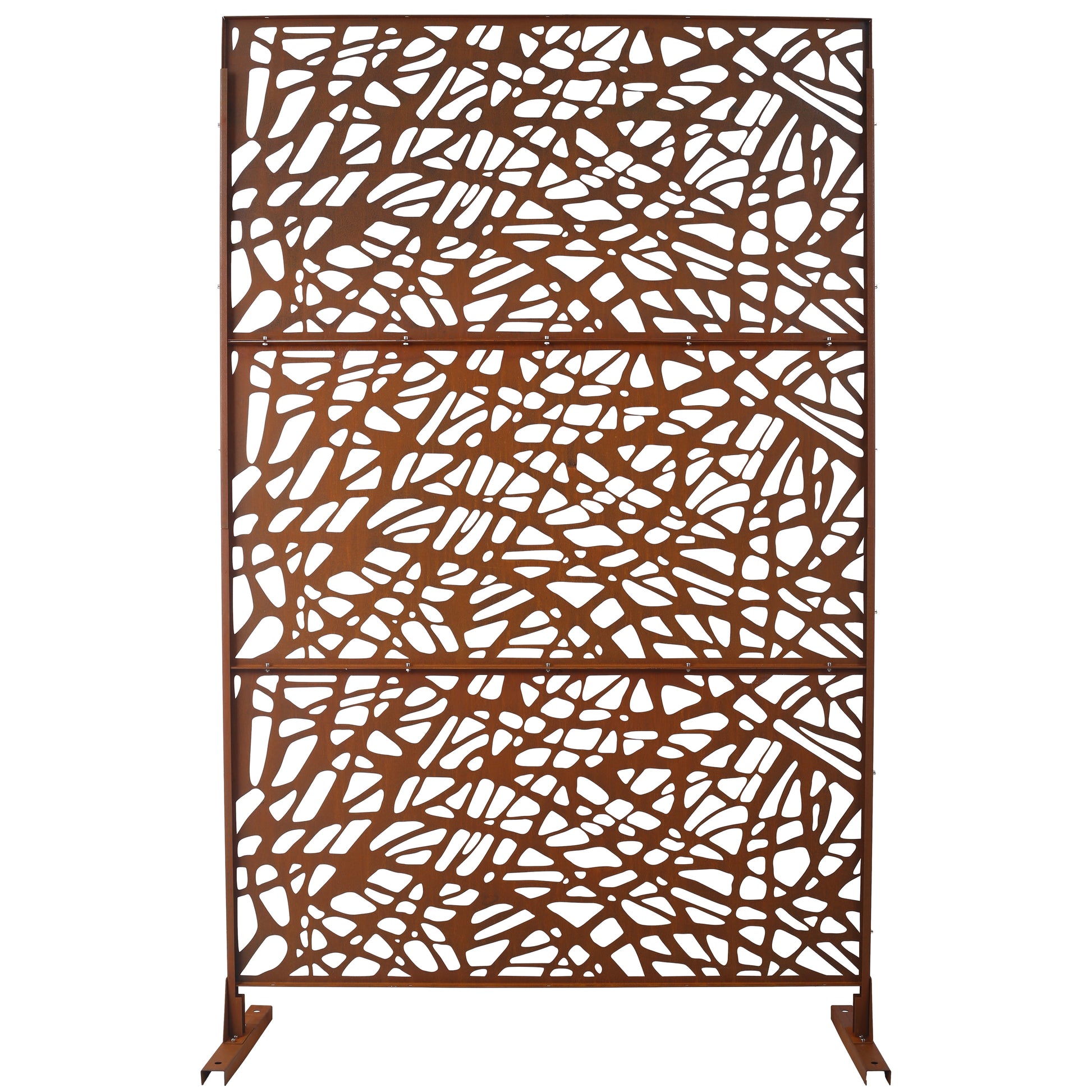 Rustic metal garden screen with abstract organic pattern cm tall