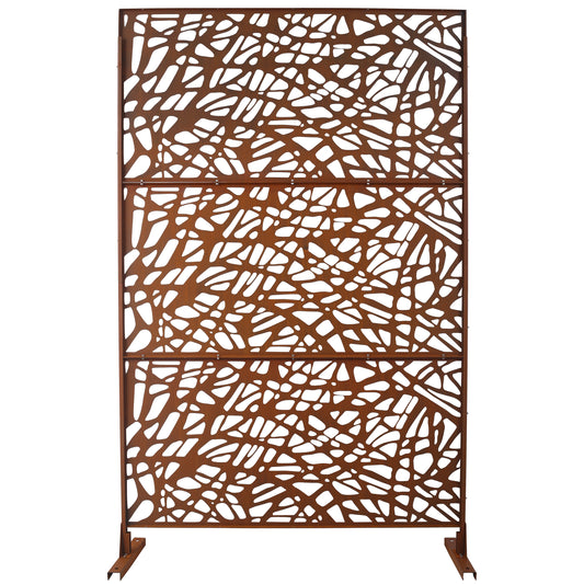 Rustic metal garden screen with abstract organic pattern cm tall