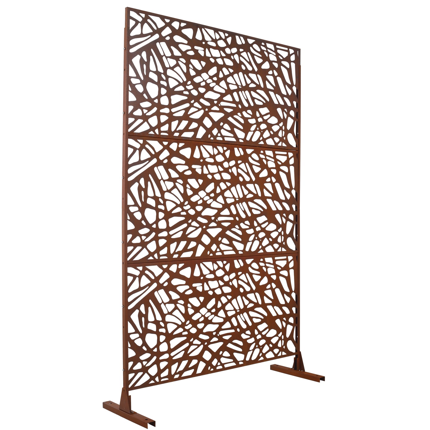 Decorative Corten steel garden screen with abstract organic pattern cm height