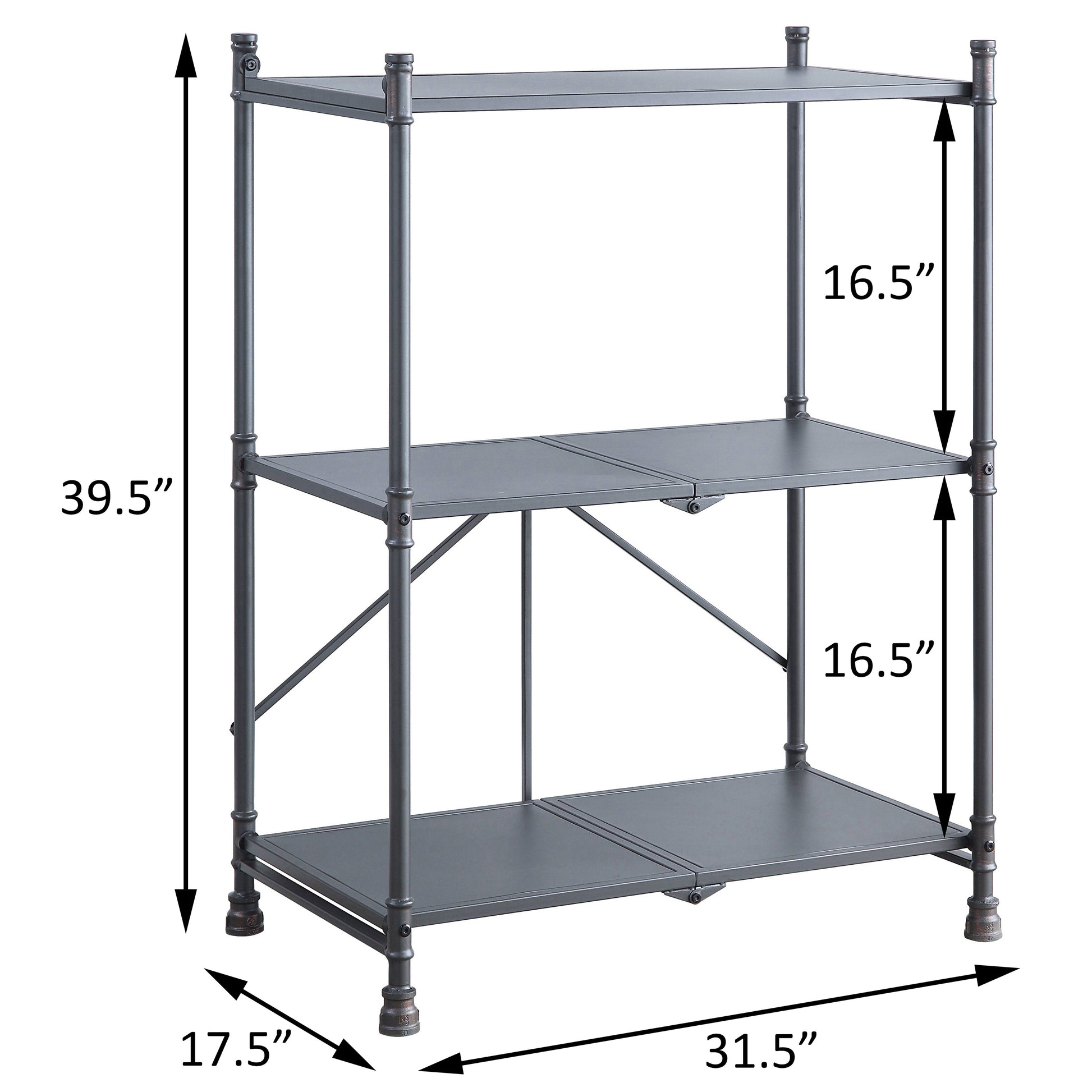 Industrial style gray metal bookshelf  tiers  H x  W x  D