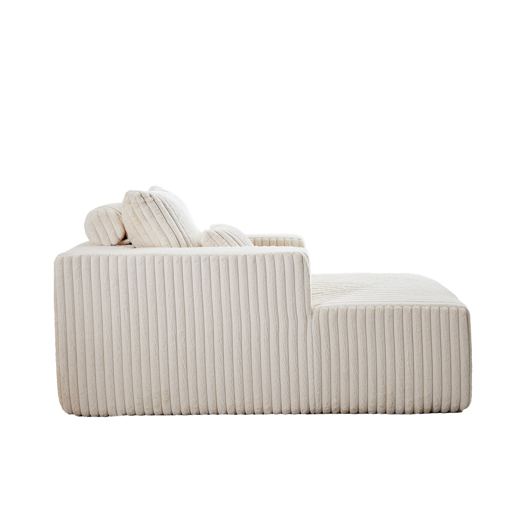 Plush cream corduroy sectional sofa with deep seating for ultimate comfort