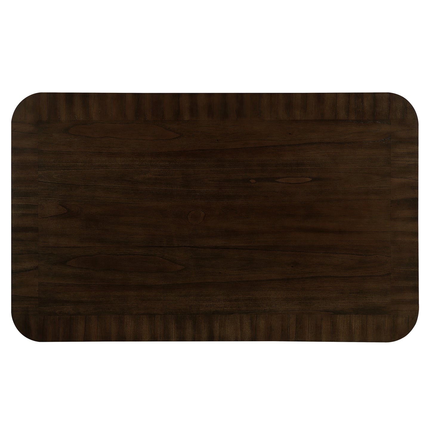 Dark walnut wood dining table top with subtle grain detail and fluted edges