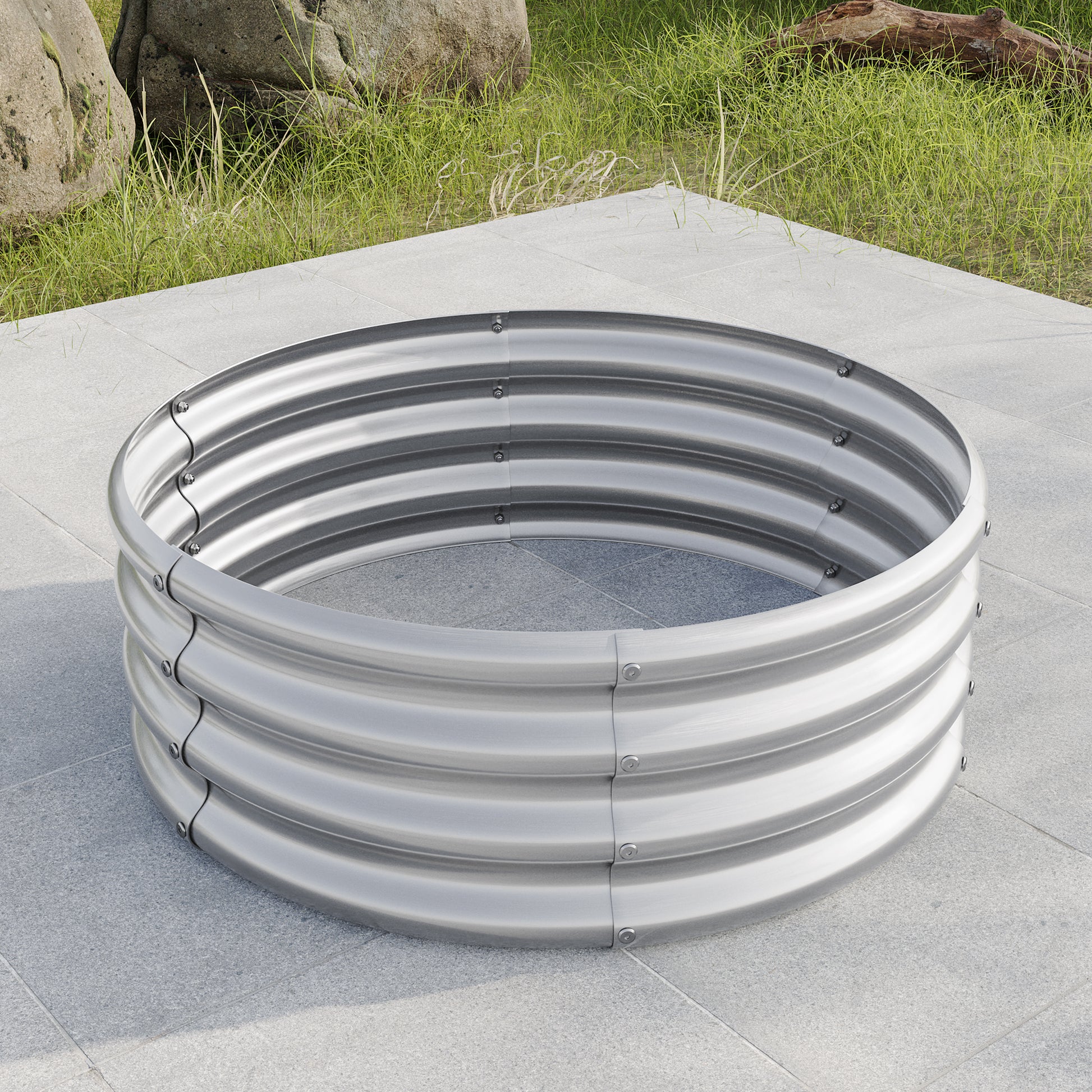 Corrugated galvanized steel raised garden bed round tier design