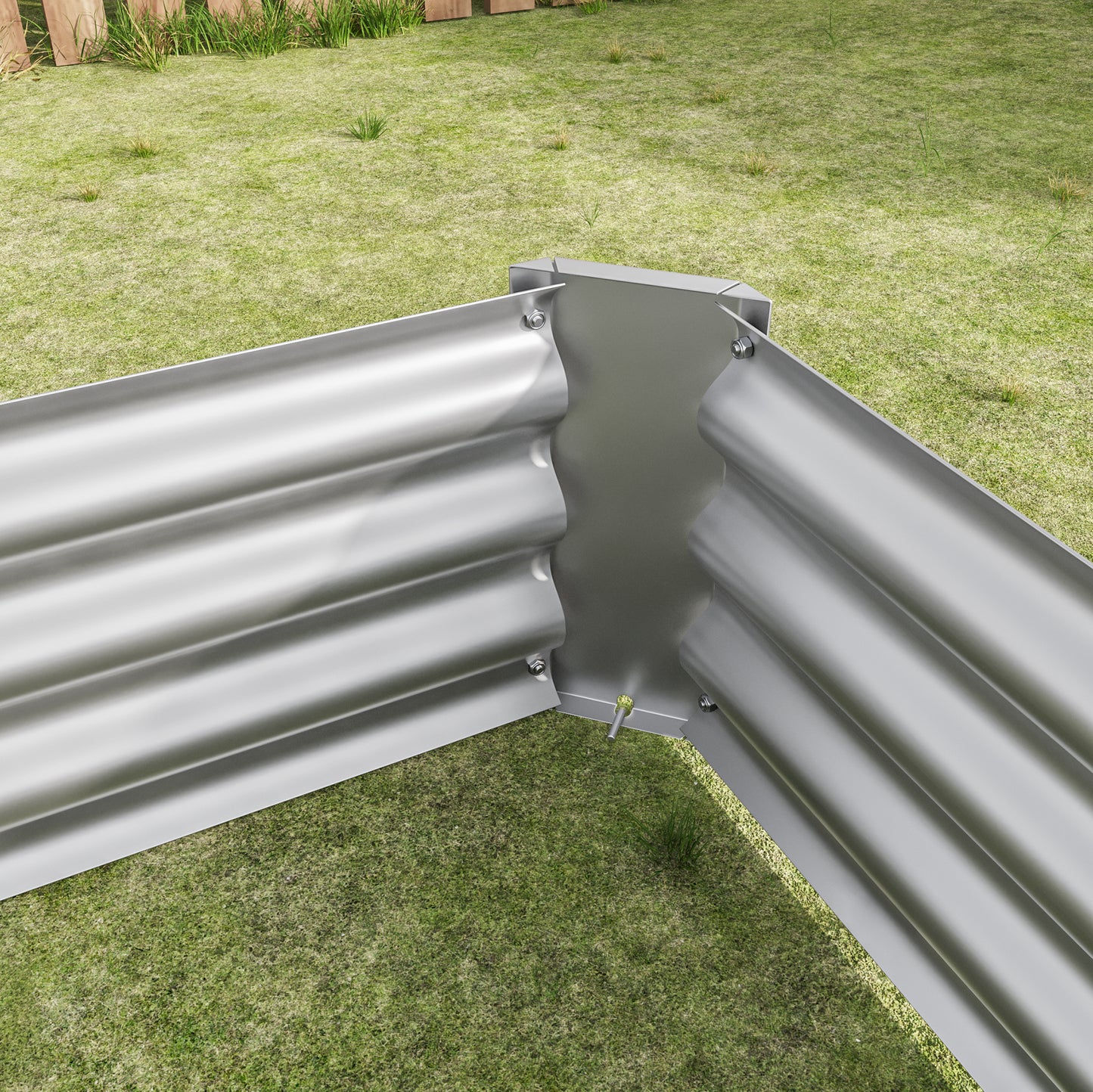 Galvanized steel raised garden bed corrugated metal construction for durability assembled corner detail