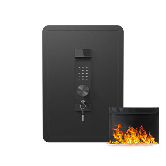 Black digital safe with keypad rotary dial and keyhole ideal for home security