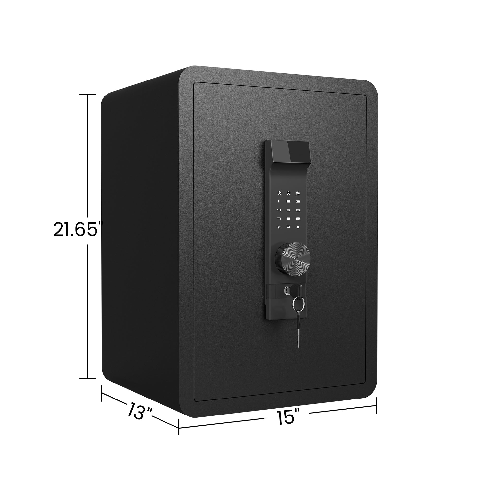 Black digital safe with keypad turn dial and key lock  tall