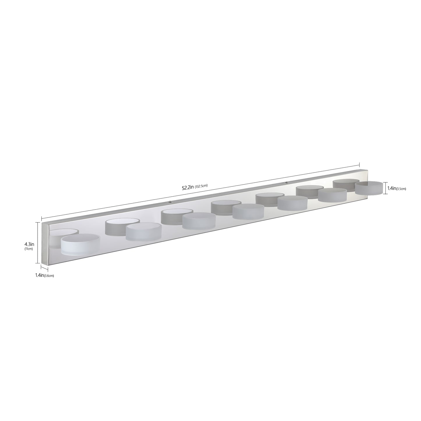 Sleek modern vanity light fixture with frosted glass shades and chrome finish