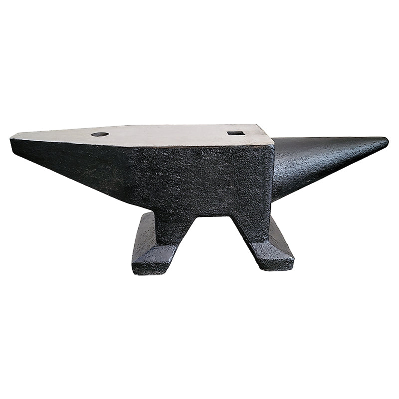 Heavyduty cast iron anvil with flat face and two horns for blacksmithing tasks