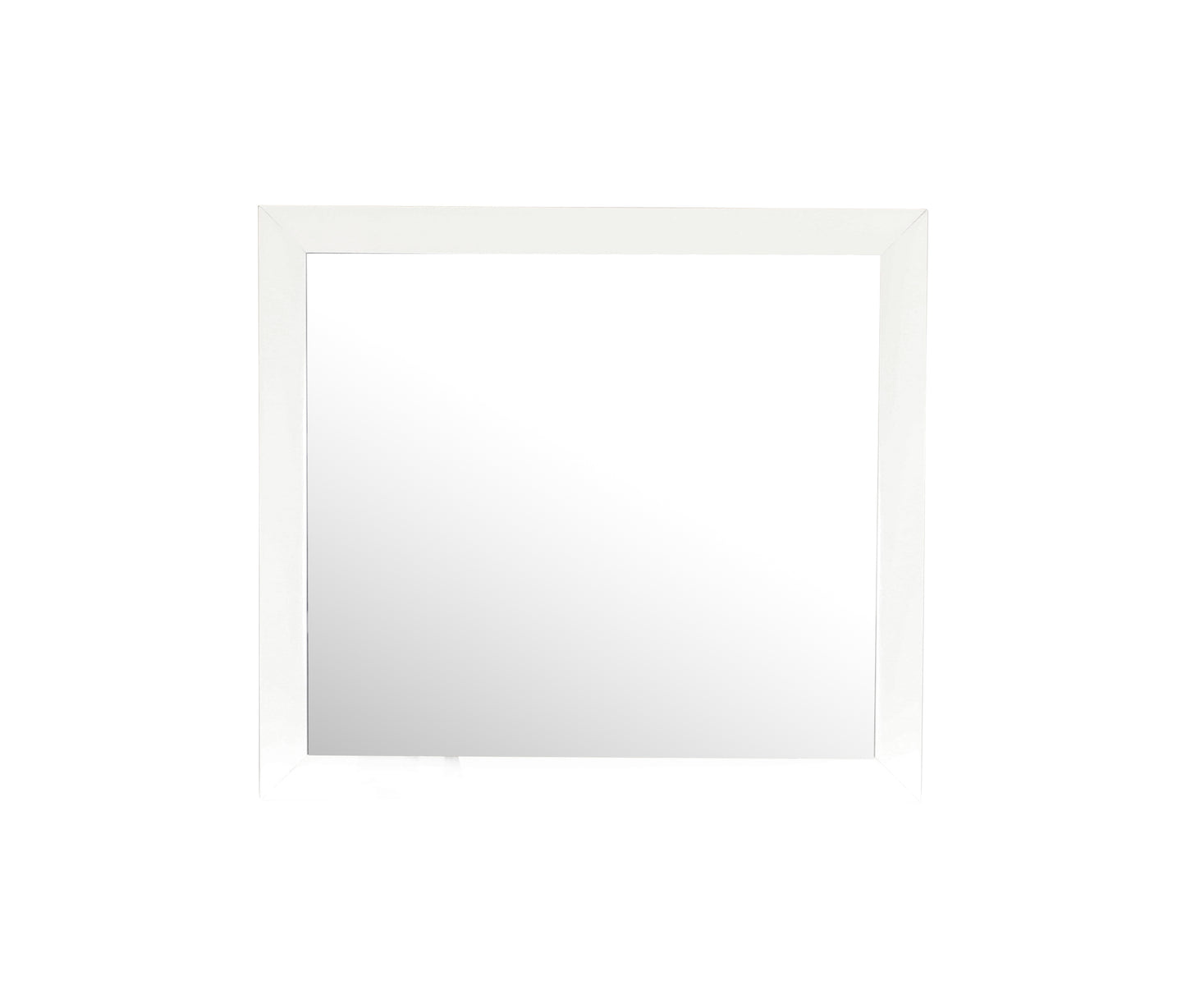 White framed square mirror with clean modern design