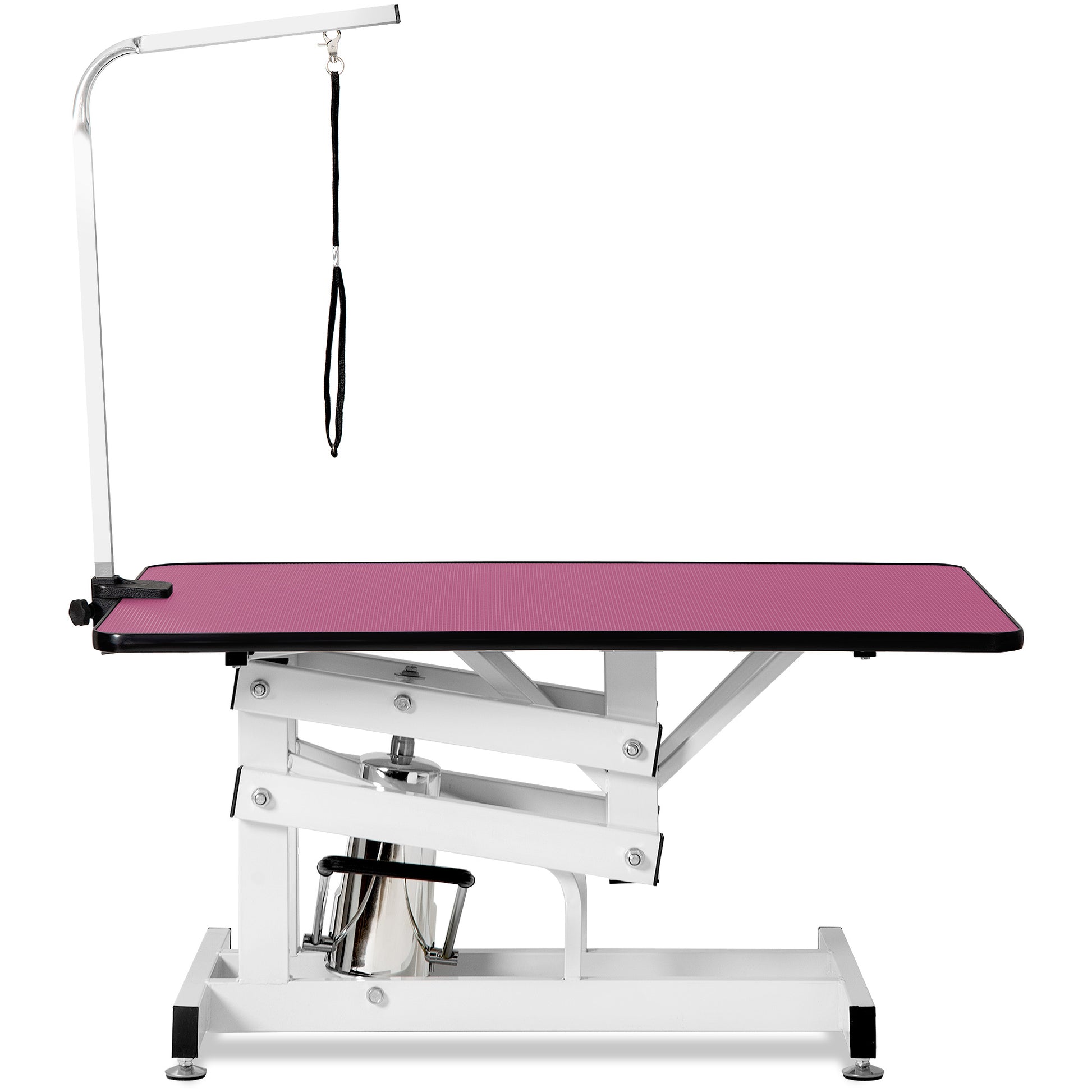 Adjustable pink grooming table with lifting mechanism and leash Ideal for pet care