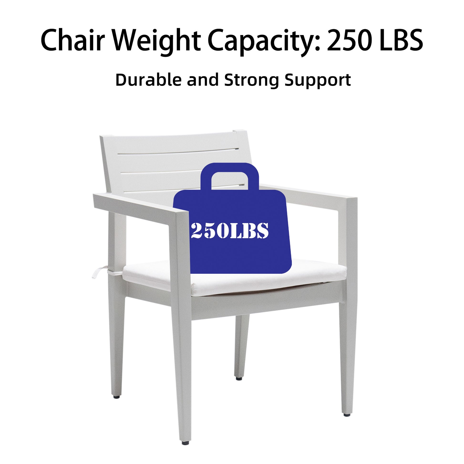 White modern outdoor chair with  lbs weight capacity