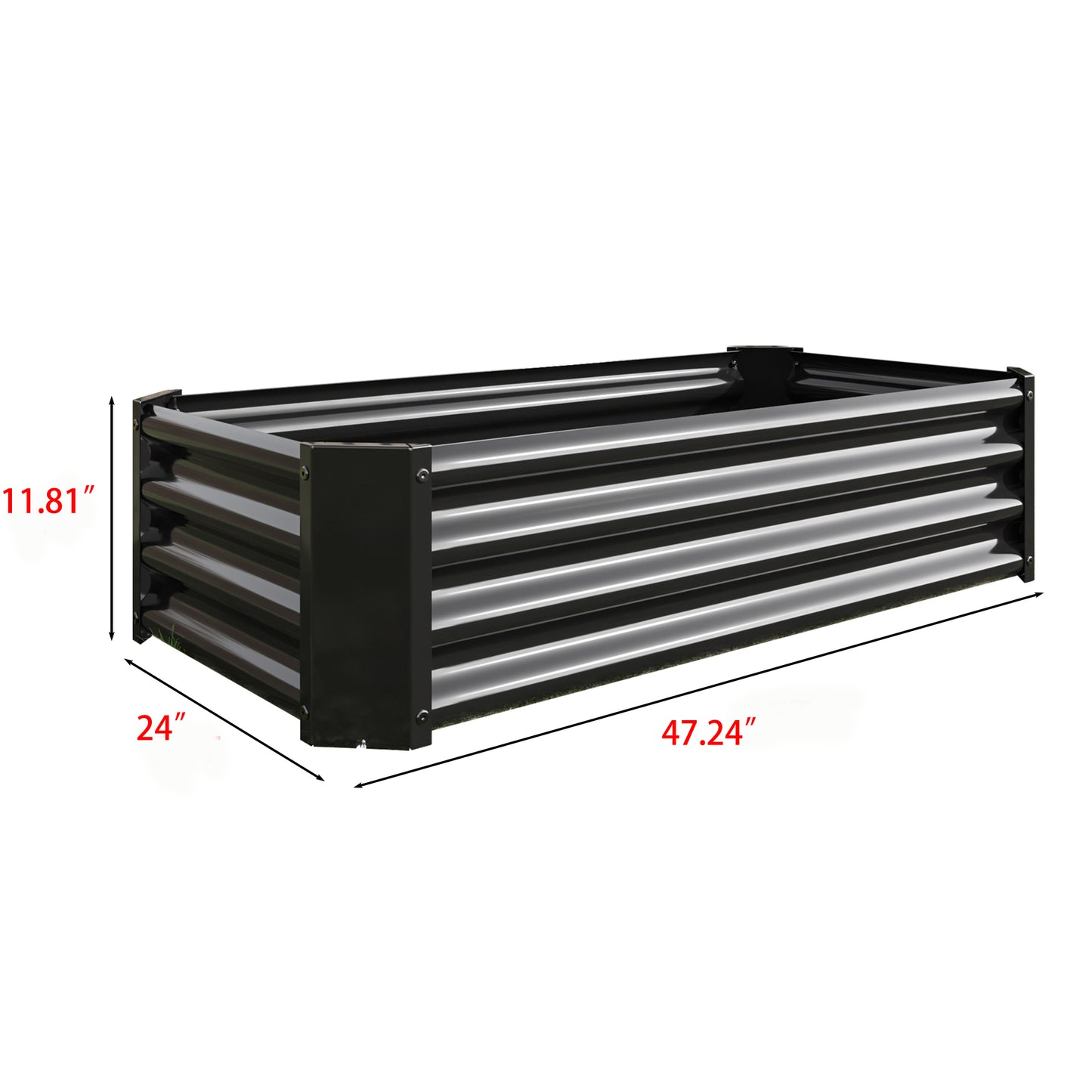 Black corrugated metal raised garden bed  x  x