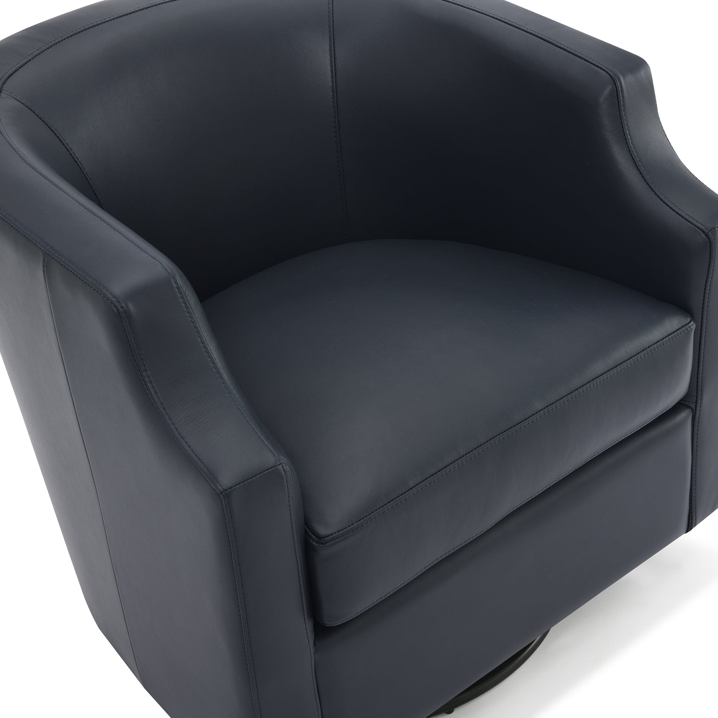 Modern dark gray leather swivel chair with plush cushioning for comfortable seating
