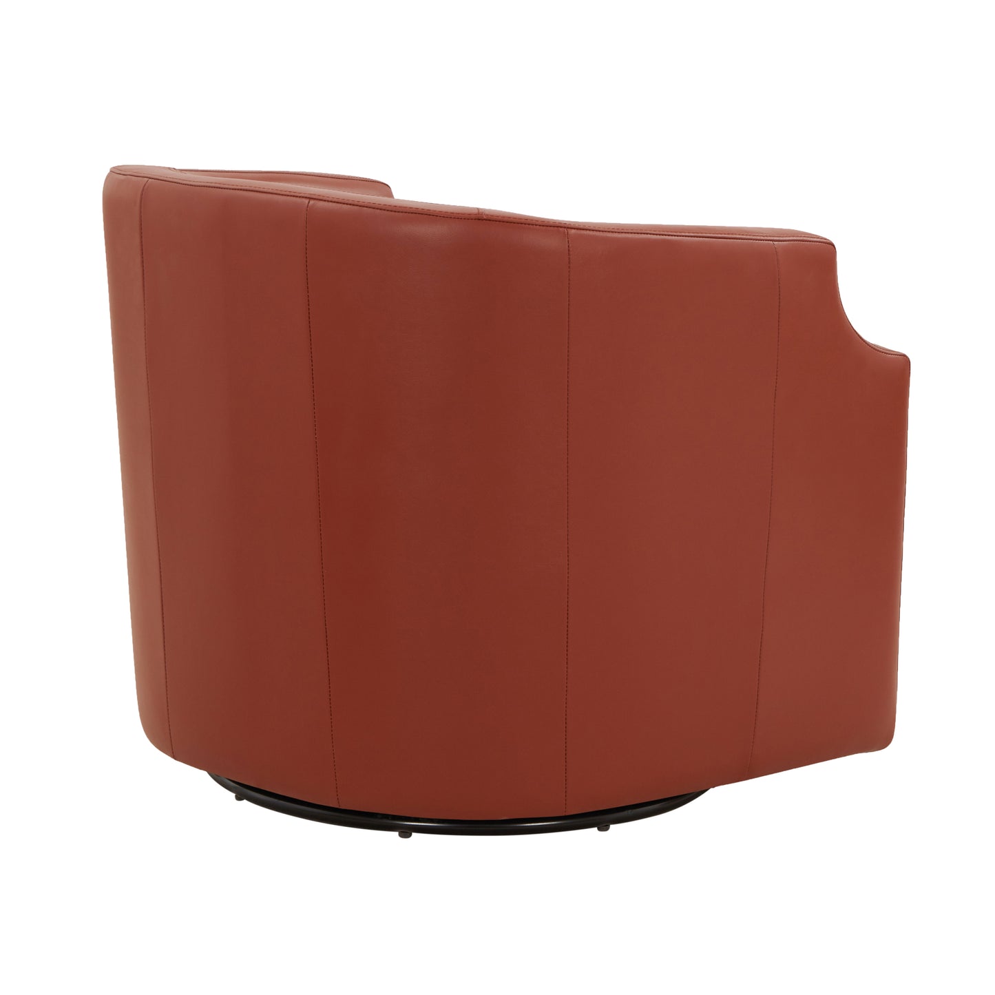Terracotta leather swivel chair midcentury modern design comfortable accent seating