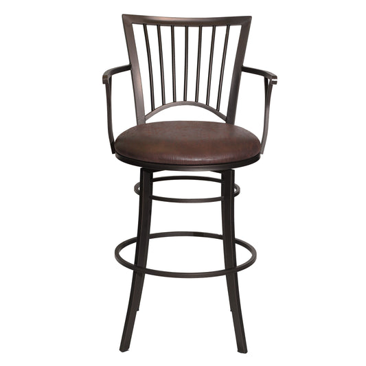 TREATLIFE HOME Swivel Bar Stool with Armrest, 30" Seat Height, Heavy Duty Frame, Dark Brown