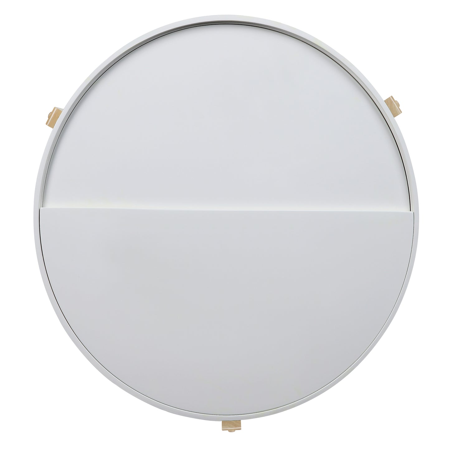 White circular wall shelf with subtle divided section modern minimalist design