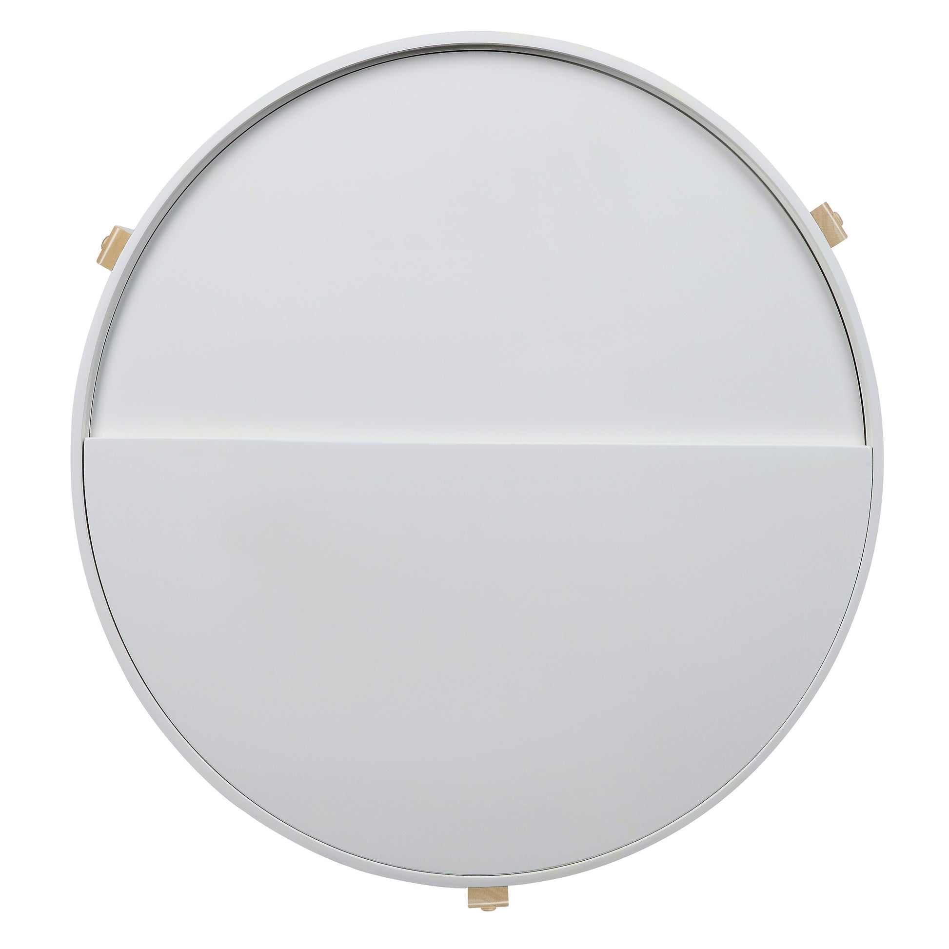 White circular wall shelf with subtle divided section modern minimalist design