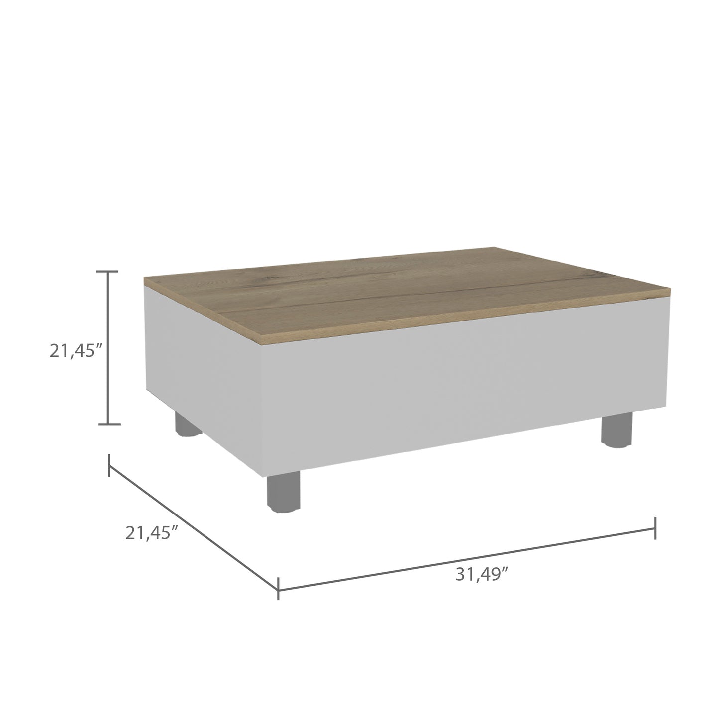 Modern rectangular coffee table with light wood top and gray base Fits living room