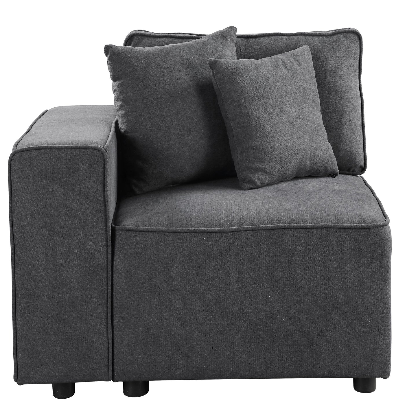 Charcoal grey modular sofa corner piece with plush cushions for comfortable seating