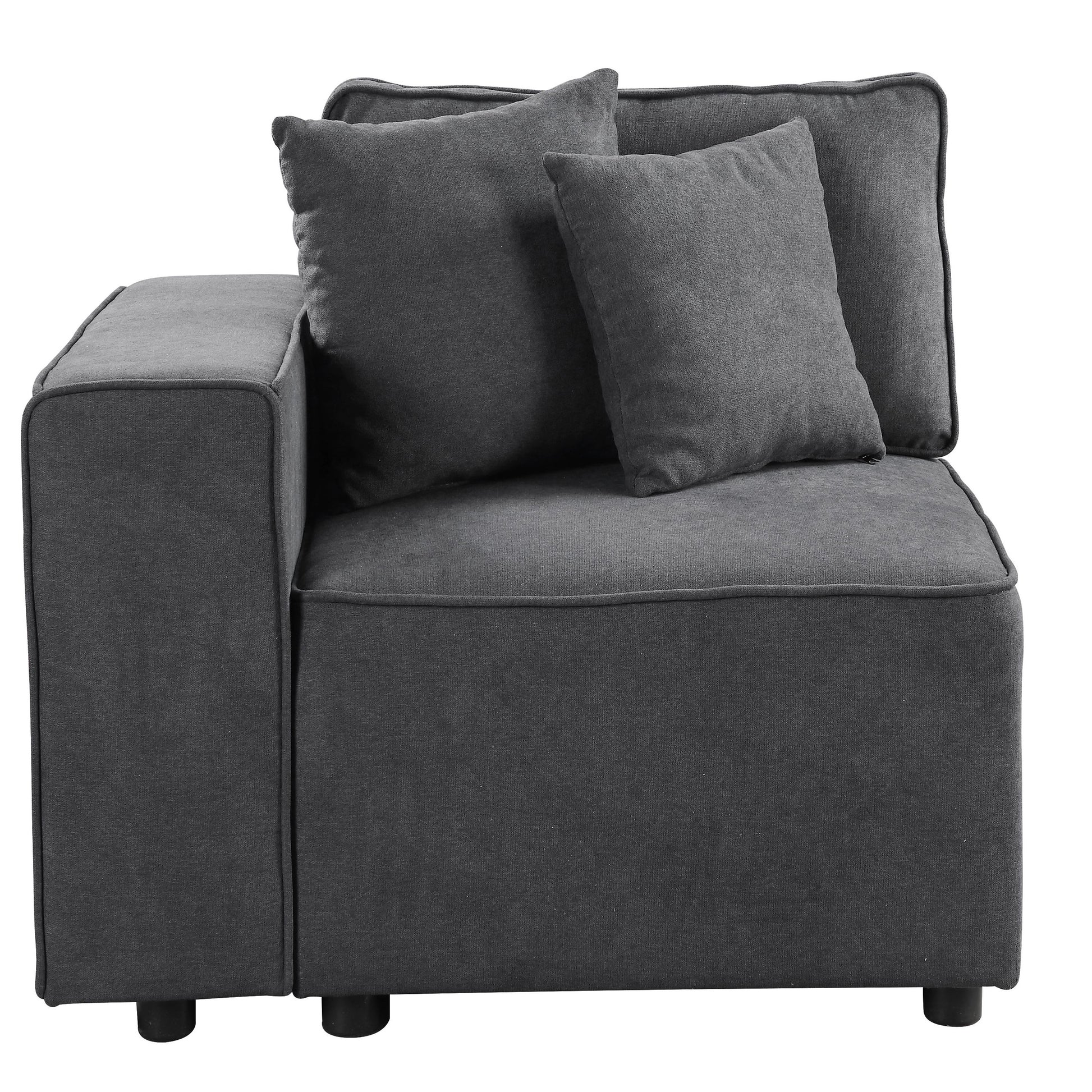 Charcoal grey modular sofa corner piece with plush cushions for comfortable seating