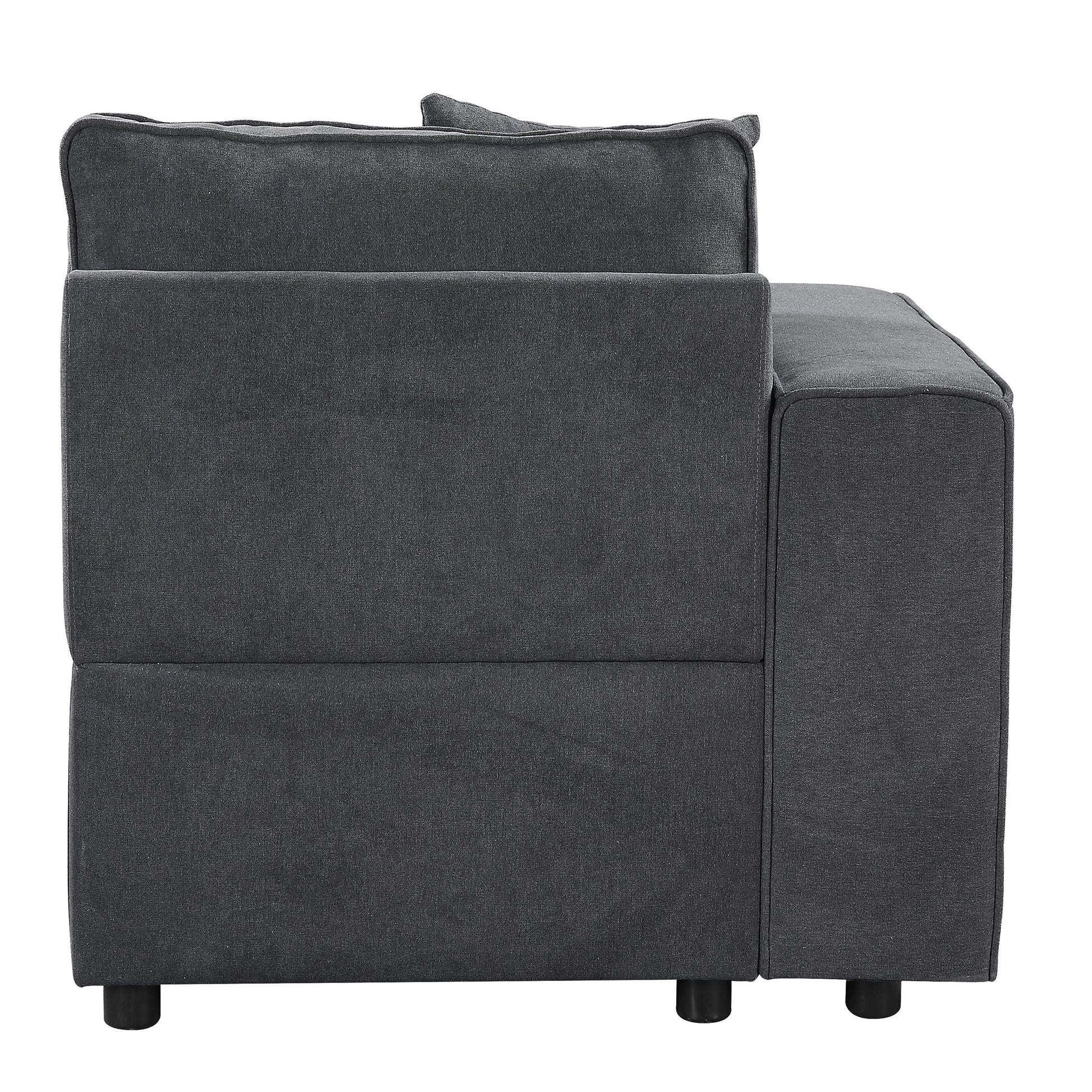 Dark grey fabric sofa sectional modern minimalist design with plush cushions