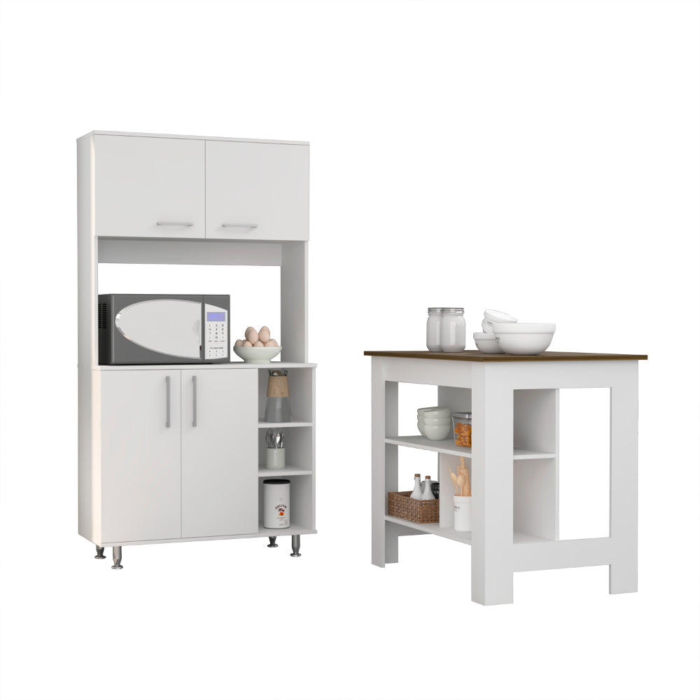 White kitchen cabinet with microwave eggs and storage shelves perfect for a modern kitchen