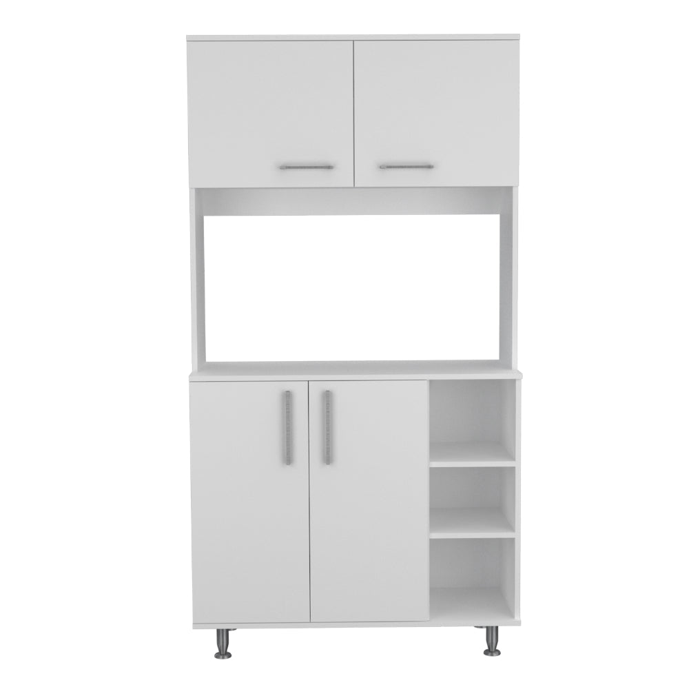 White kitchen cabinet with open shelf and two lower doors perfect for modern storage