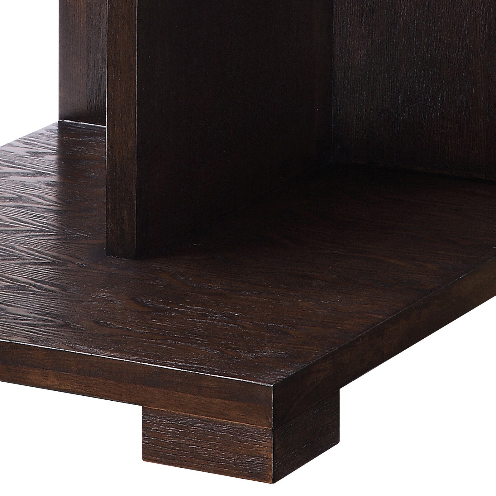 Dark espresso wood shelf detail with visible grain elegant furniture finish