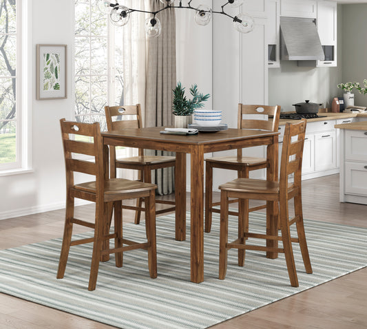 Solid wood counter height table and chairs set for dining room