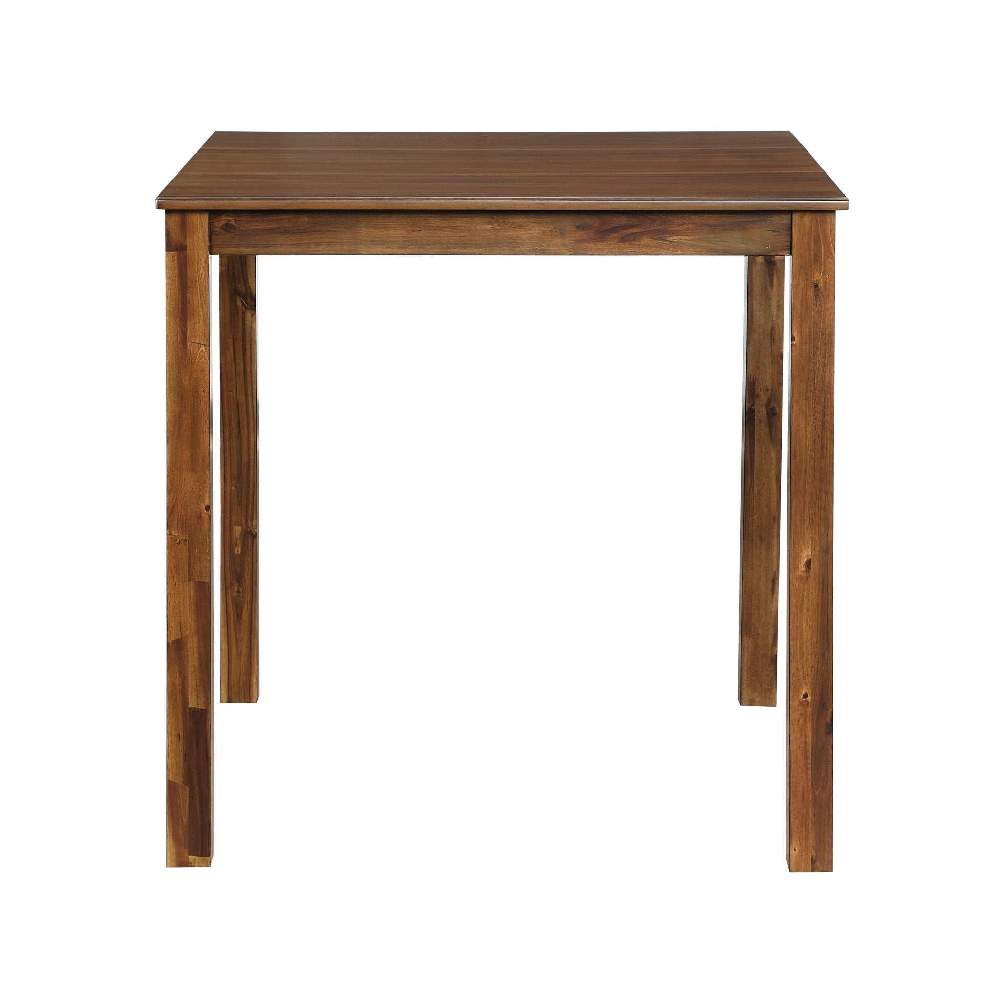 Square dark wood dining table with clean lines and sturdy legs