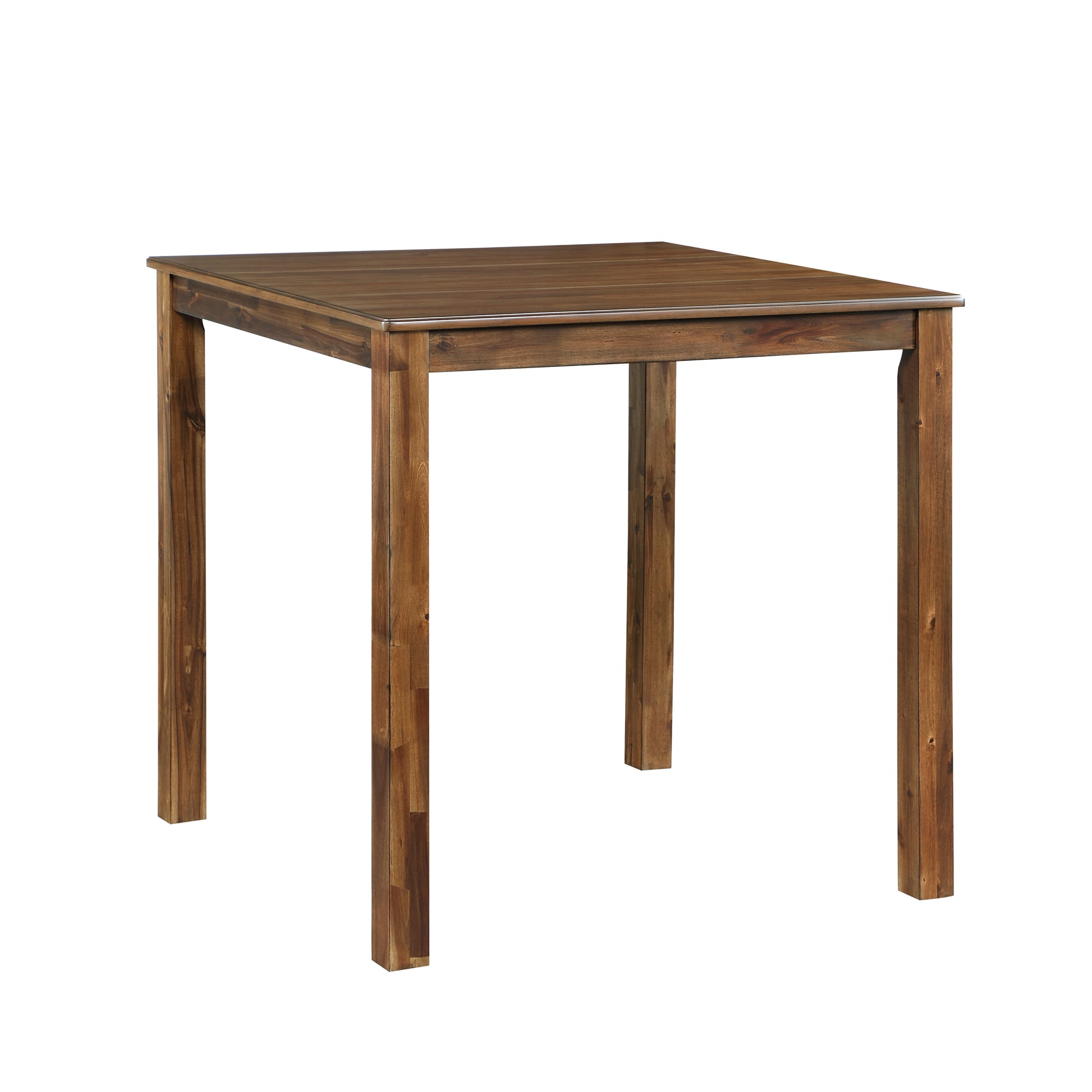 Rustic dark wood square dining table with sturdy legs perfect for compact spaces