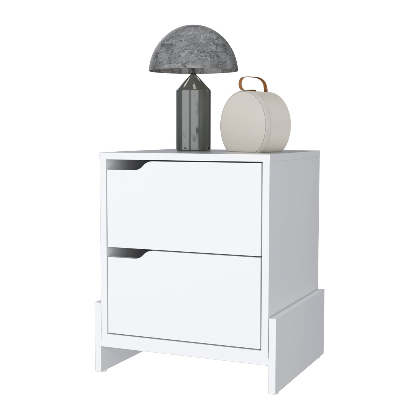 Modern white twodrawer nightstand with minimalist design perfect for bedrooms