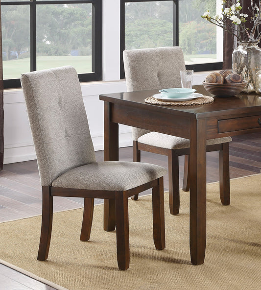 TREATLIFE HOME Set of 2 Upholstered Dining Chairs with Tufted Back, Dark Cherry Finish Wood Frame for Kitchen or Dining Room