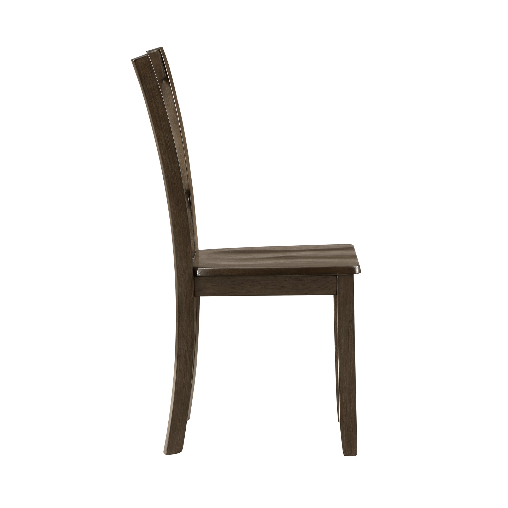 Dark oak dining chair with a curved backrest wooden seat and legs