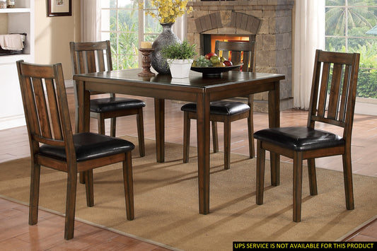 Dark wood dining table with four upholstered chairs modern dining set