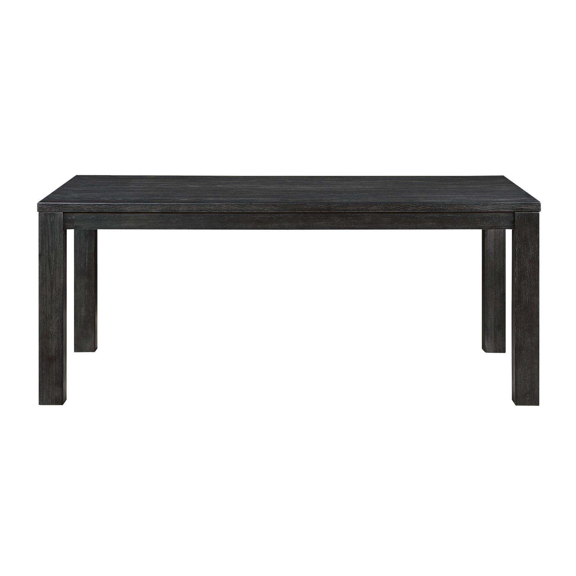Dark charcoal wood dining table with clean lines and sturdy rectangular legs