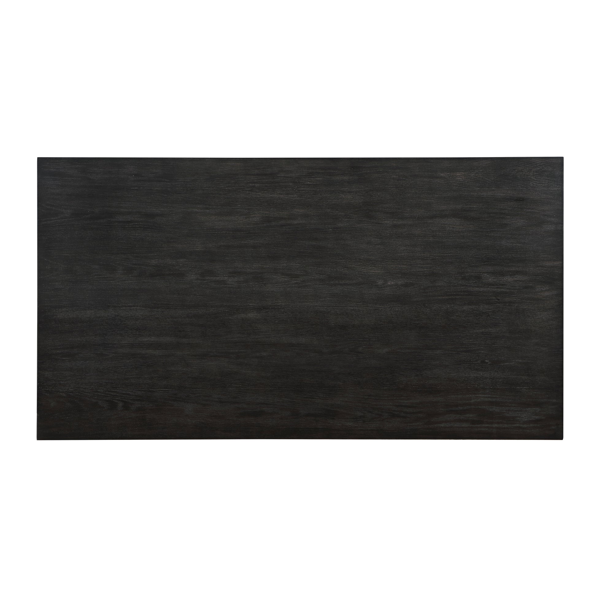 Dark wood textured tabletop closeup of a modern dining table surface