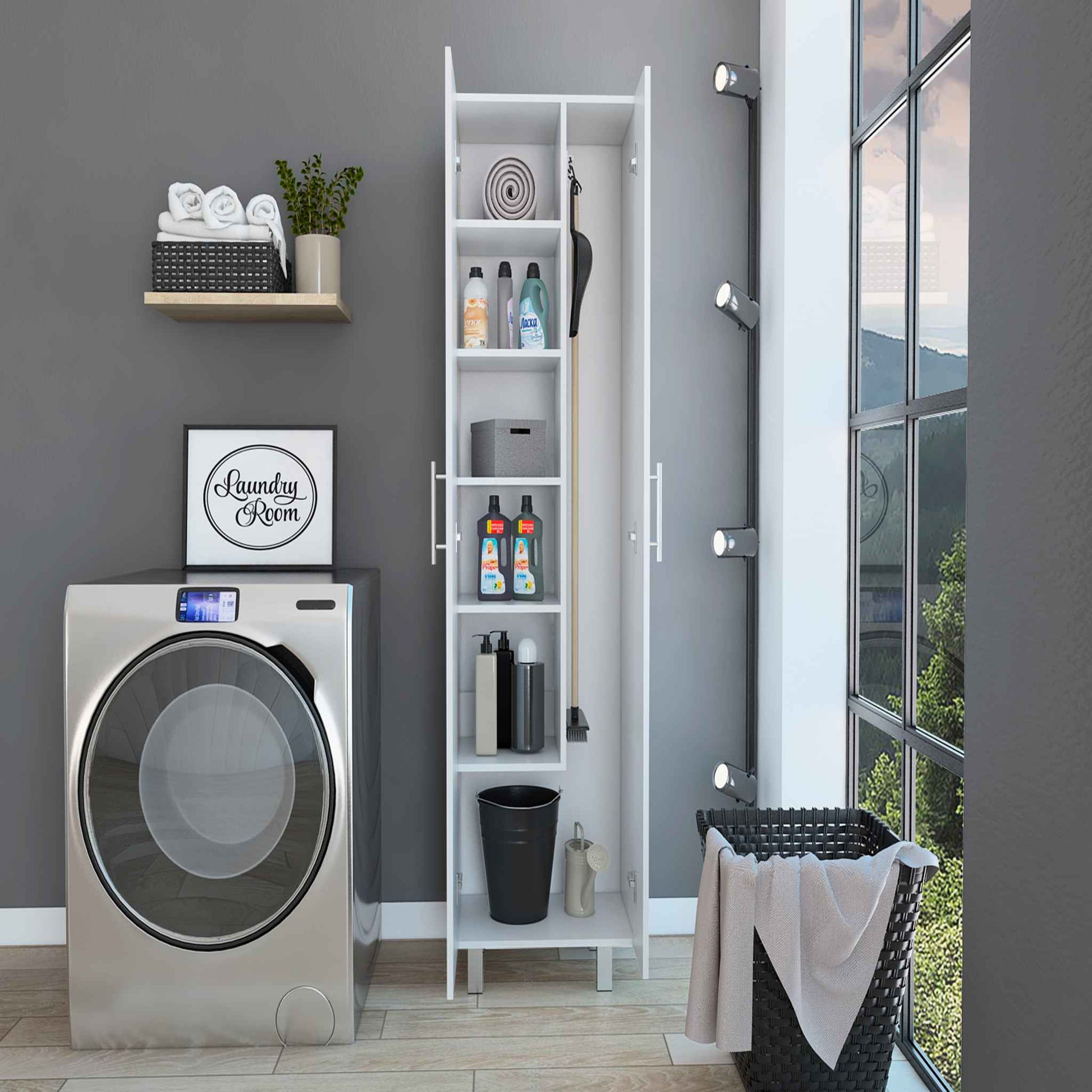 Sleek silver frontload washing machine with digital display and modern design