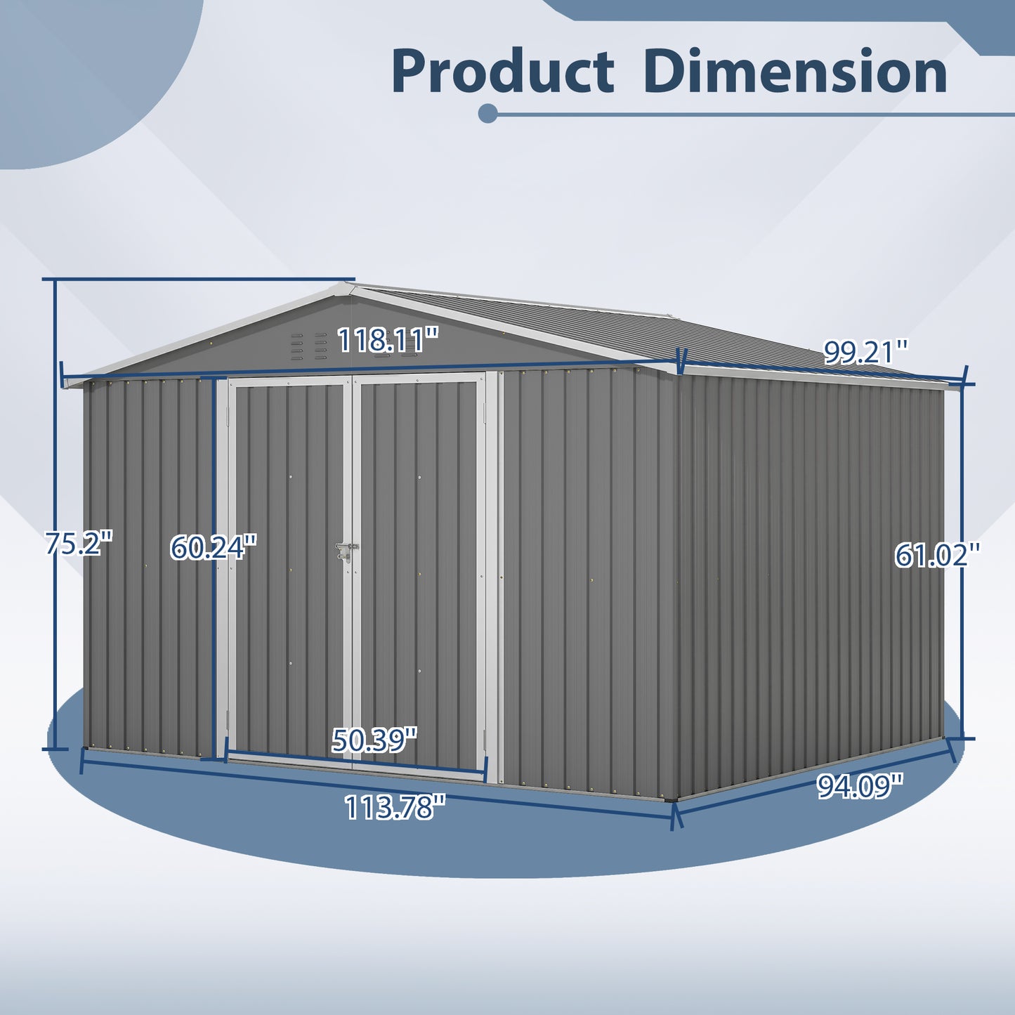 Grey metal garden shed dimensions  L x  W x  H
