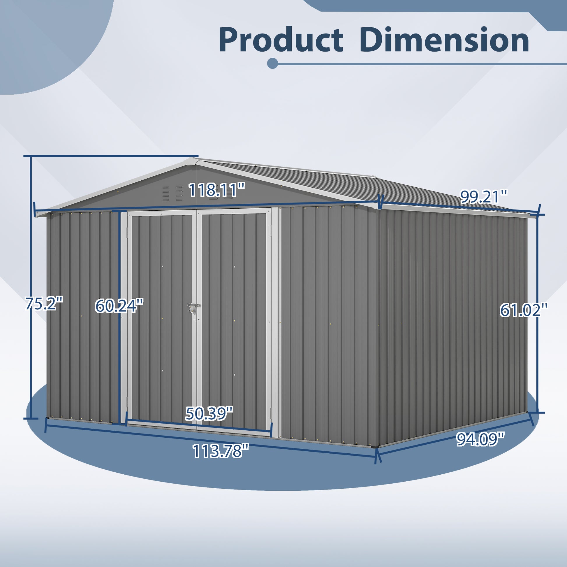 Grey metal garden shed dimensions  L x  W x  H