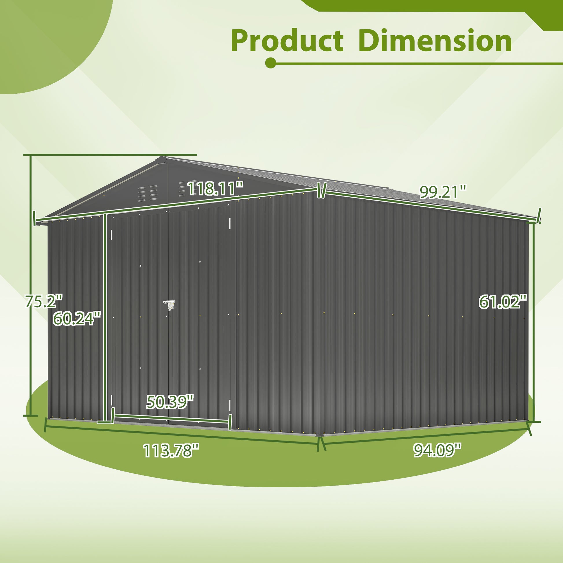 Gray metal garden shed dimensions  W x  D x  H