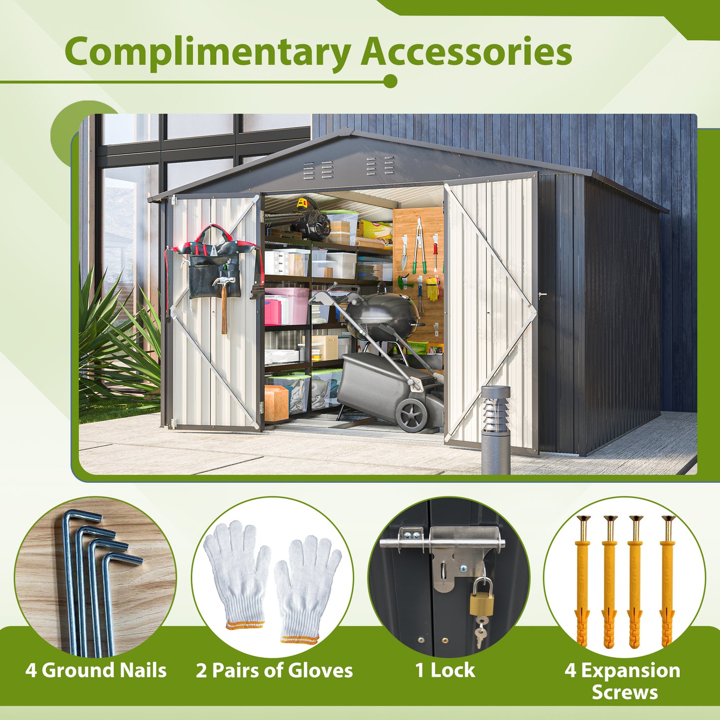 Set of  Lshaped zinc alloy ground nails for securing outdoor structures