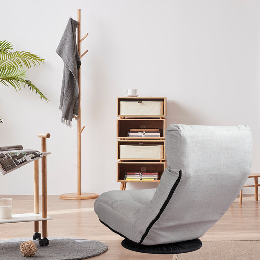 Comfortable light gray fabric swivel accent chair for modern living rooms