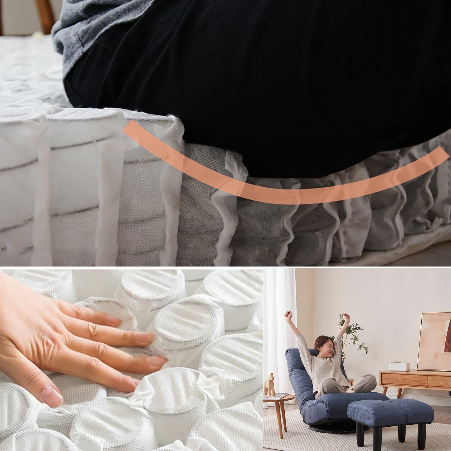 Closeup of pocketed coil mattress springs showcasing superior support and comfort