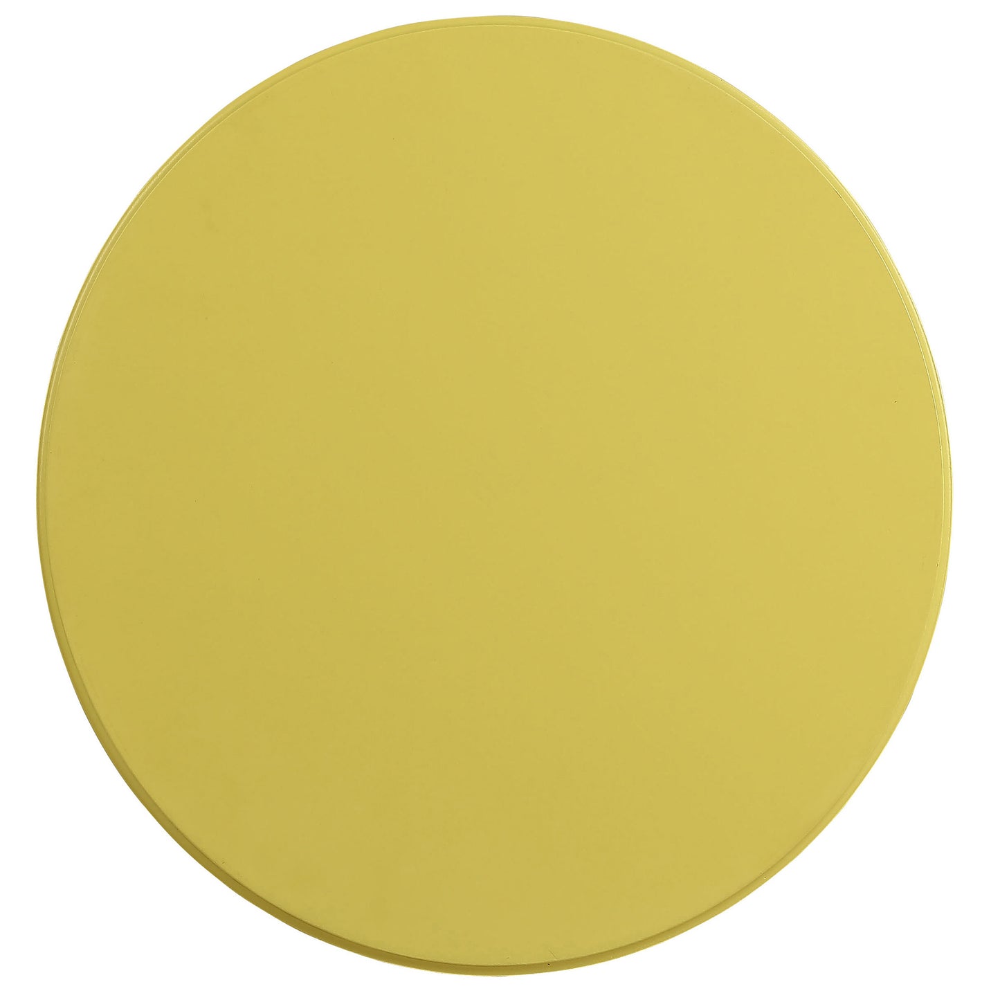 Round yellow ceramic plate with a smooth matte finish ideal for serving meals