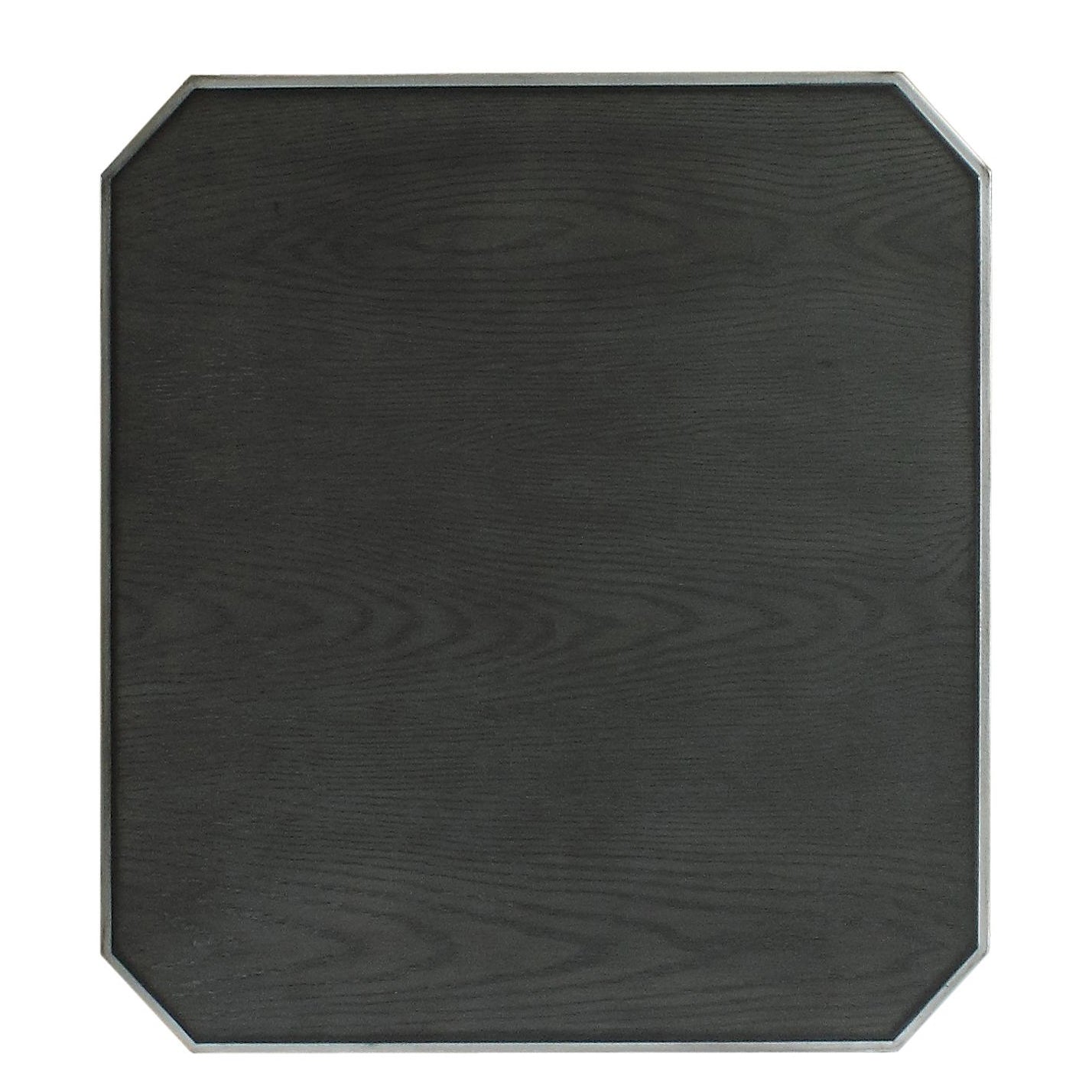 Dark wood octagonal side table with metal trim