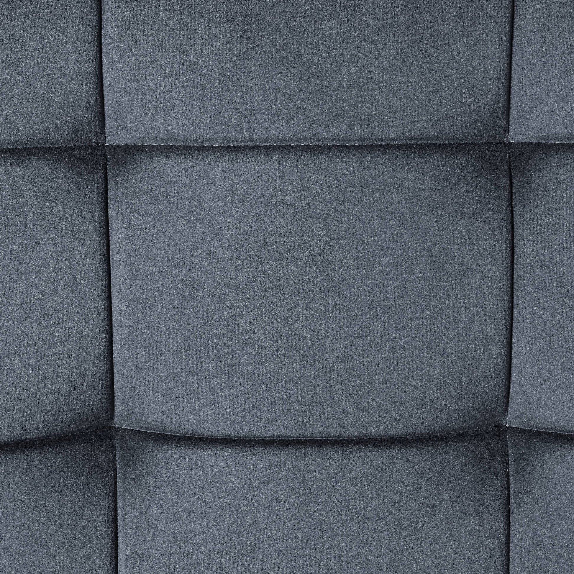 Dark gray velvet upholstery fabric with subtle tufted squares ideal for modern furniture