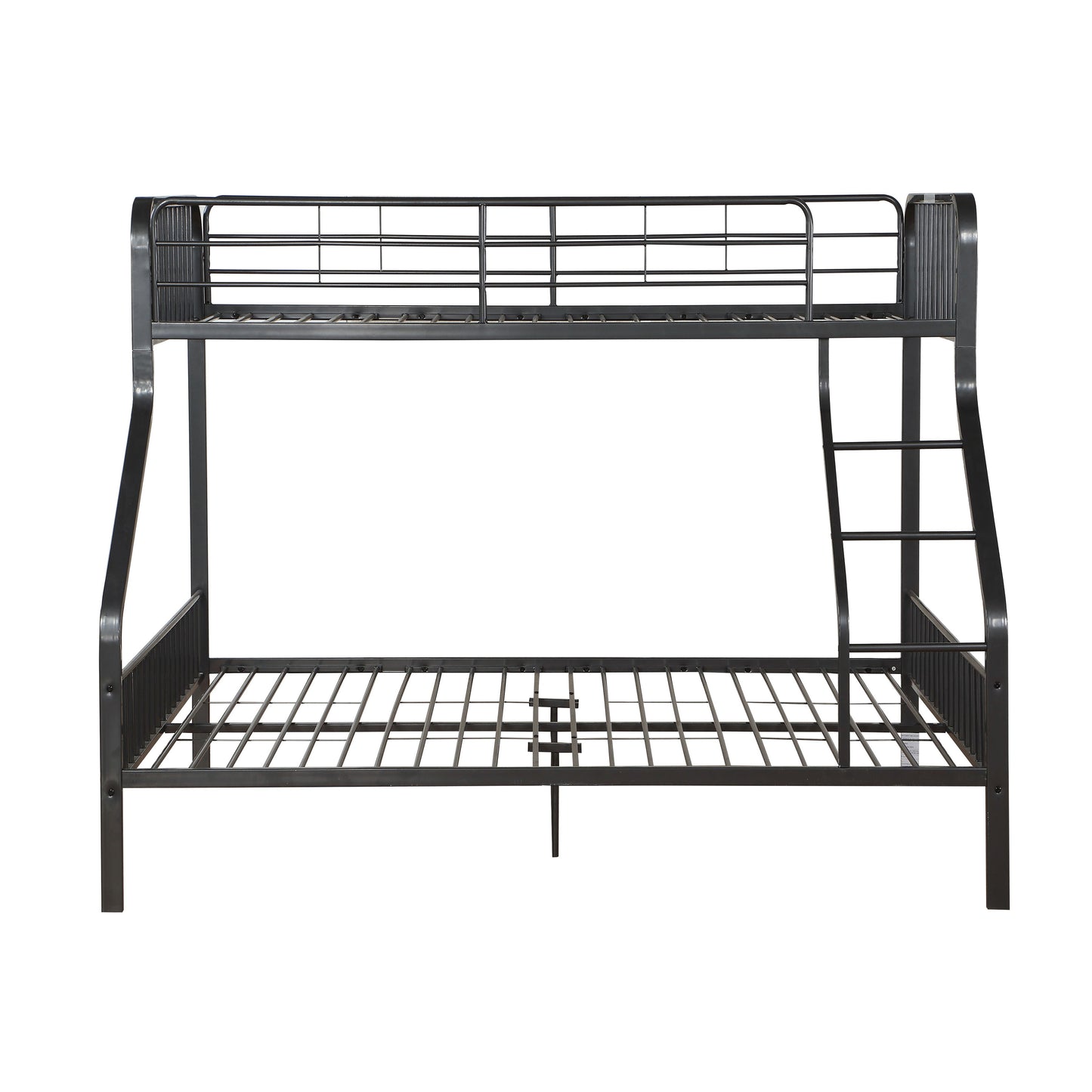 Black metal twinovertwin bunk bed with ladder and safety rails