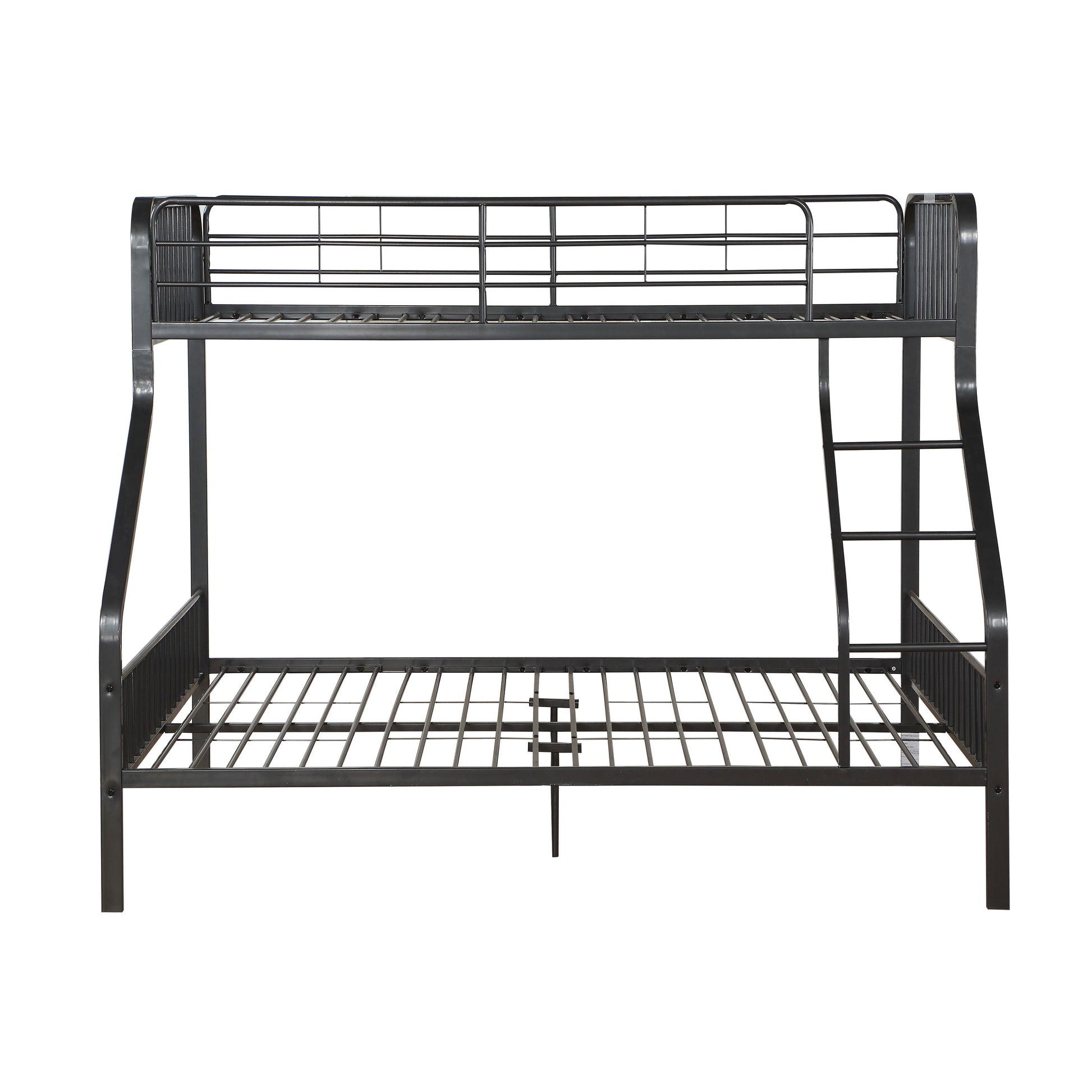 Black metal twinovertwin bunk bed with ladder and safety rails