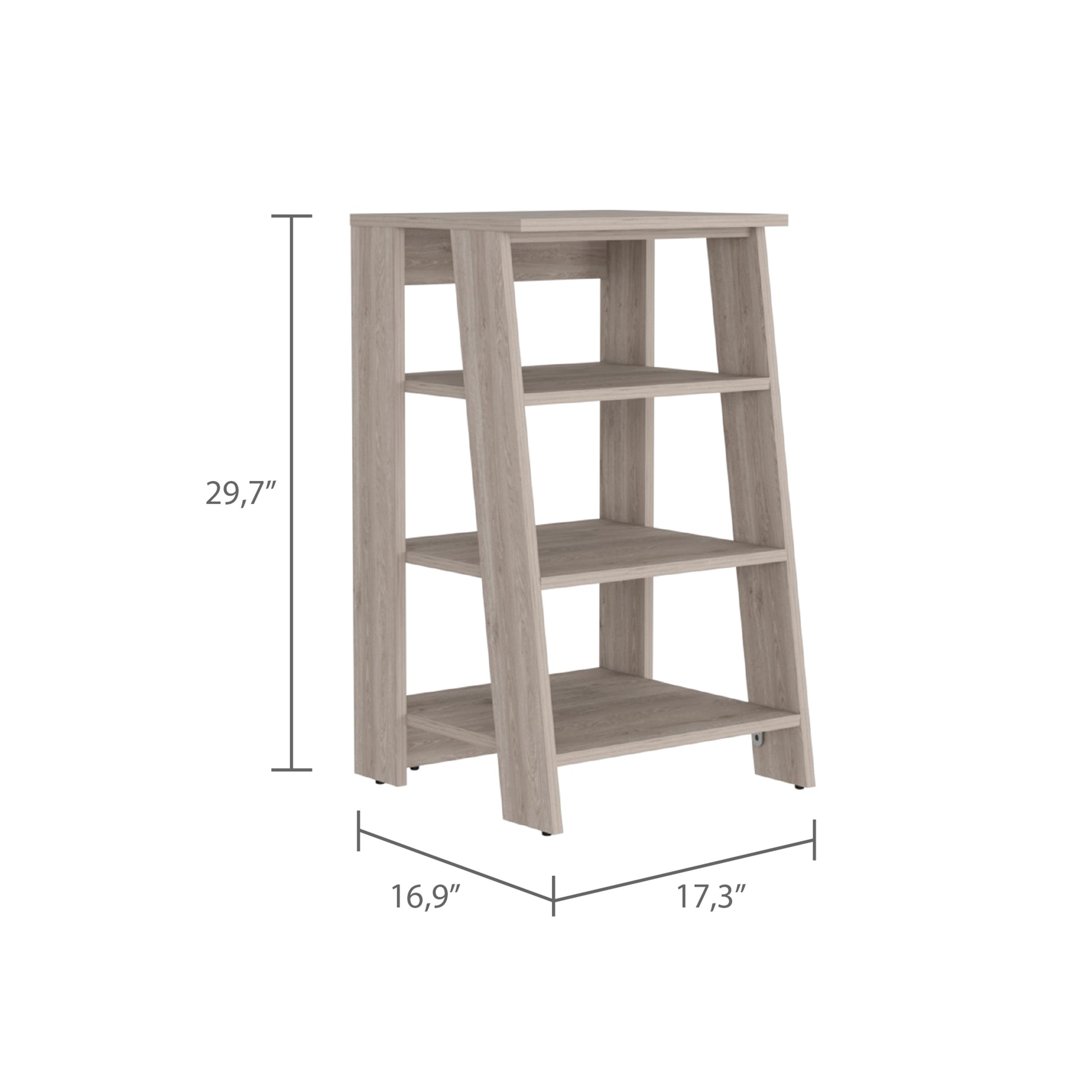Modern oak ladder bookshelf with four tiers perfect for home office storage